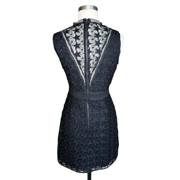 SAM EDELMAN Black Star Lace Mesh Sheath Mini Dress WOmen's Size 4 Cut Out - Picture 3 of 9